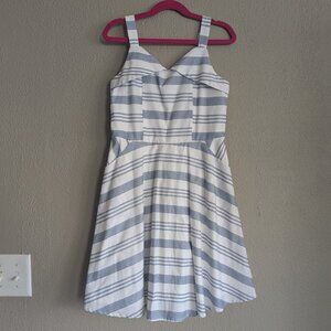 Blue Rain Sweetheart Mini Fit + Flare Dress | Blue & White Stripe | Youth 12